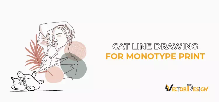 Cat line drawing for monotype print- vector design us, inc.