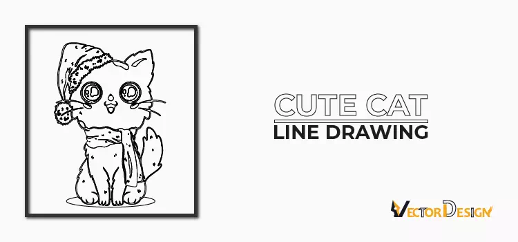 Cute cat line drawing- vector design us, inc.