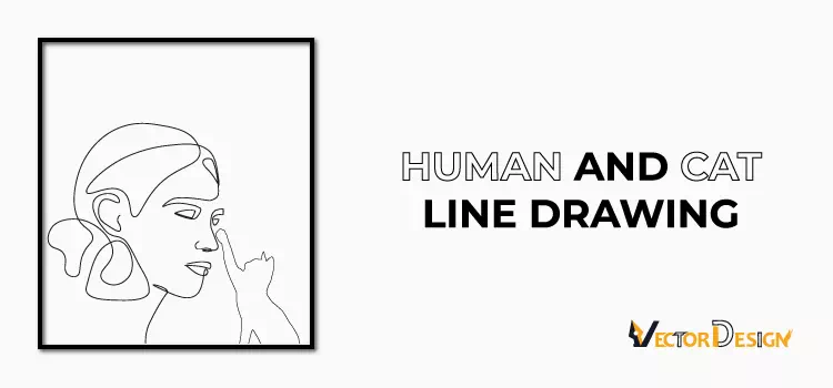Human and cat line drawing- vector design us, inc.