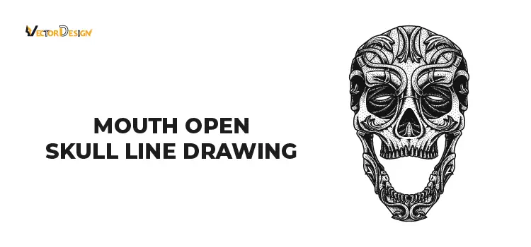 Mouth Open skull drawing- vector design us, inc.