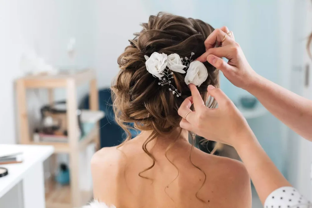 Setting Up the Brides Hair