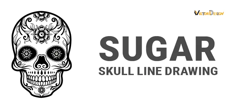 Sugar skull line drawing- vector design us, inc.