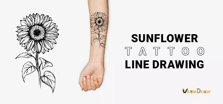 Sunflower tattoo line drawing- vector design us, inc.