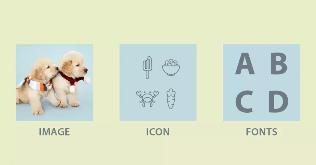 What are the differences between image, icon, and font-01