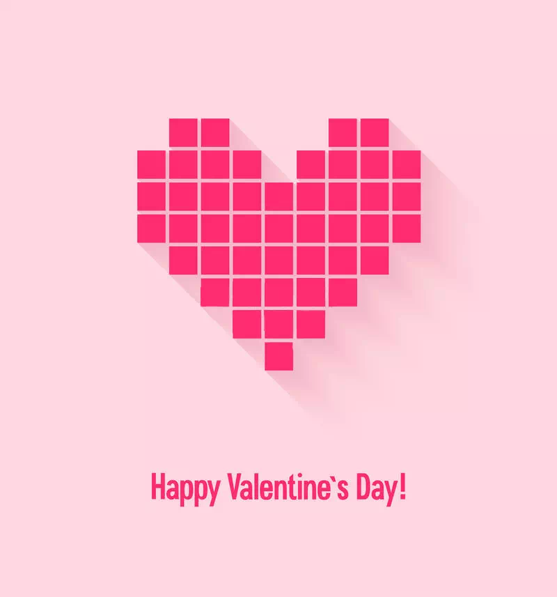 Pixaleted Pop-Up valentines card design
