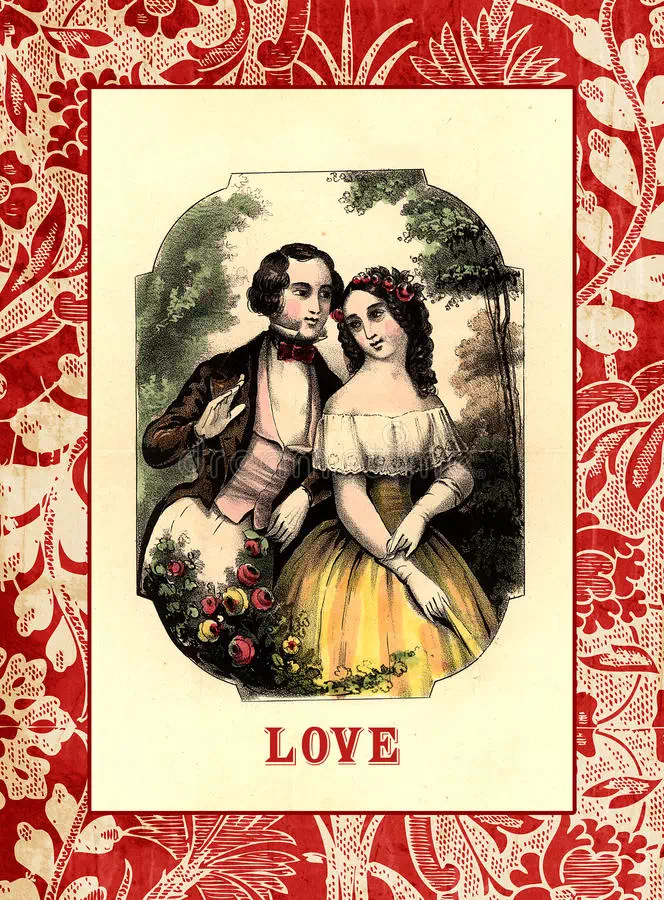 Vintage Couple Drawing valentines card design