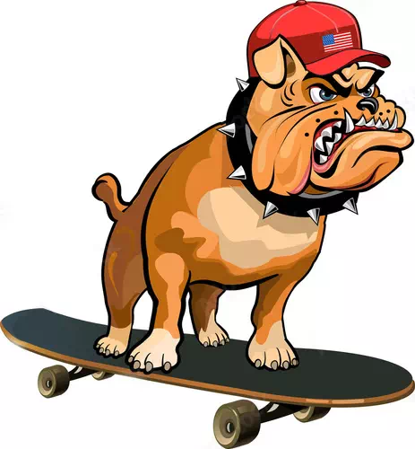 Angry Bulldog on a Skateboard - Vector Design US, Inc.
