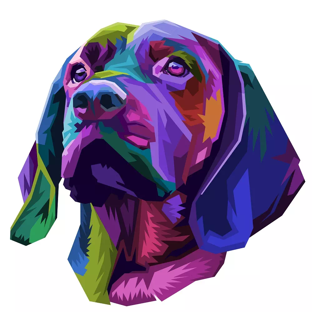 Geometric Colorful Beagle Dog Head - Vector Design US, Inc.