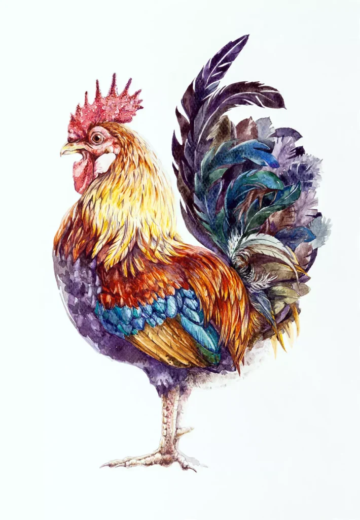 Beautiful Vibrant Colored Domestic Rooster - Vector Design US, Inc.