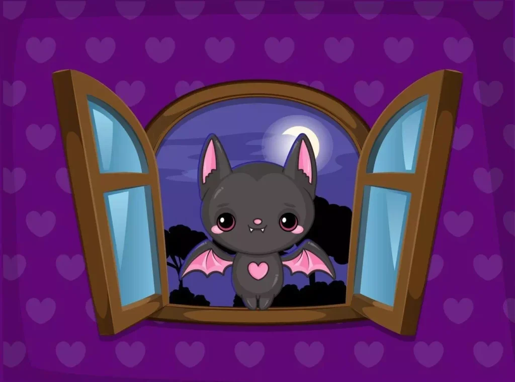 Cute Bat in an open window - Vector Design US, Inc.