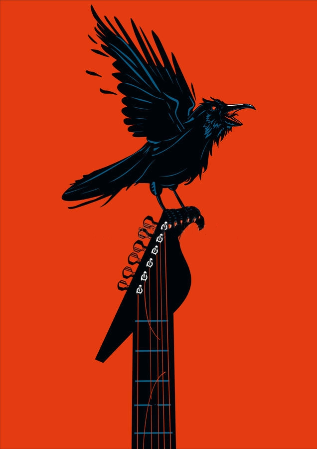 Raven Sitting On A Guitar - Vector Design US, Inc.