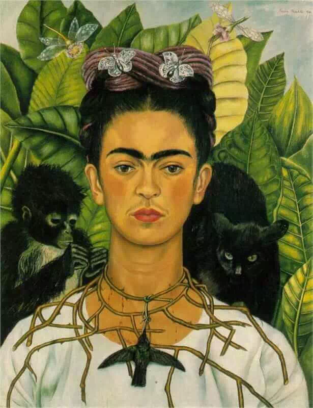 The Self Portrait with Thorn Necklace and Hummingbird by Frida Kahlo