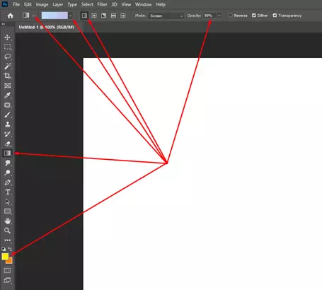 To get the gradient tool, click on the corner of the paint bucket tool