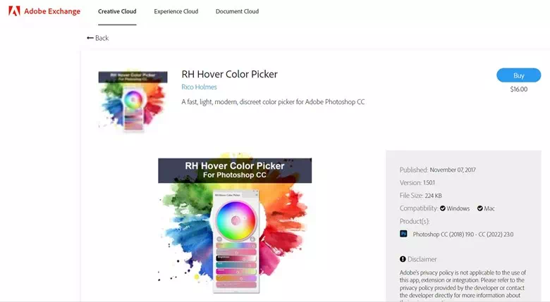 RH Hover Color Picker - Photoshop plugin