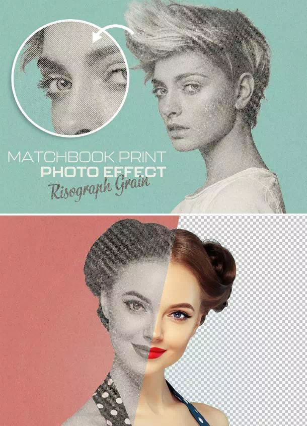 Risograph Matchbook Print Photo Effect - Vector Design US, Inc.