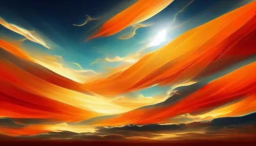 Fiery orange dramatic cloudy sunset sky