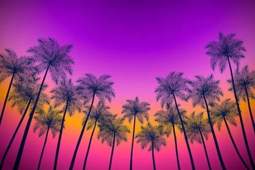 Free vector colorful palm silhouettes background