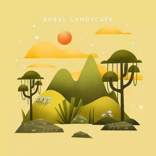 Free vector watercolor rural landscape background