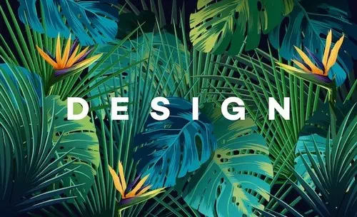 Vector bright tropical background with jungle plants