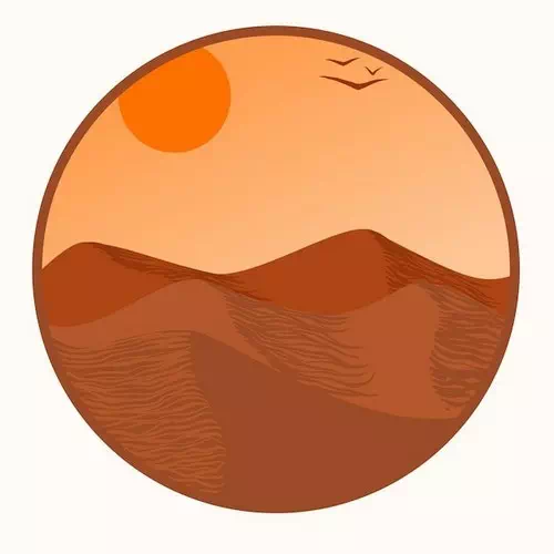 Vector desert landscape with a sun and sandy vector background