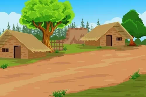 Vector indian village background illustration