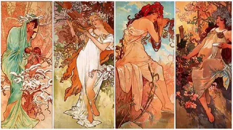 Four Seasons by Alphonse Mucha