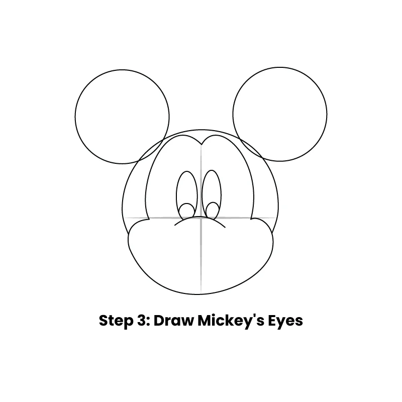 Step 3 Draw Mickey's Eyes