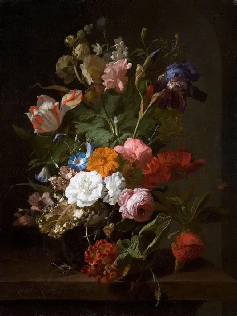 Still Life with Flowers in a Glass Vase by Rachel Ruysch